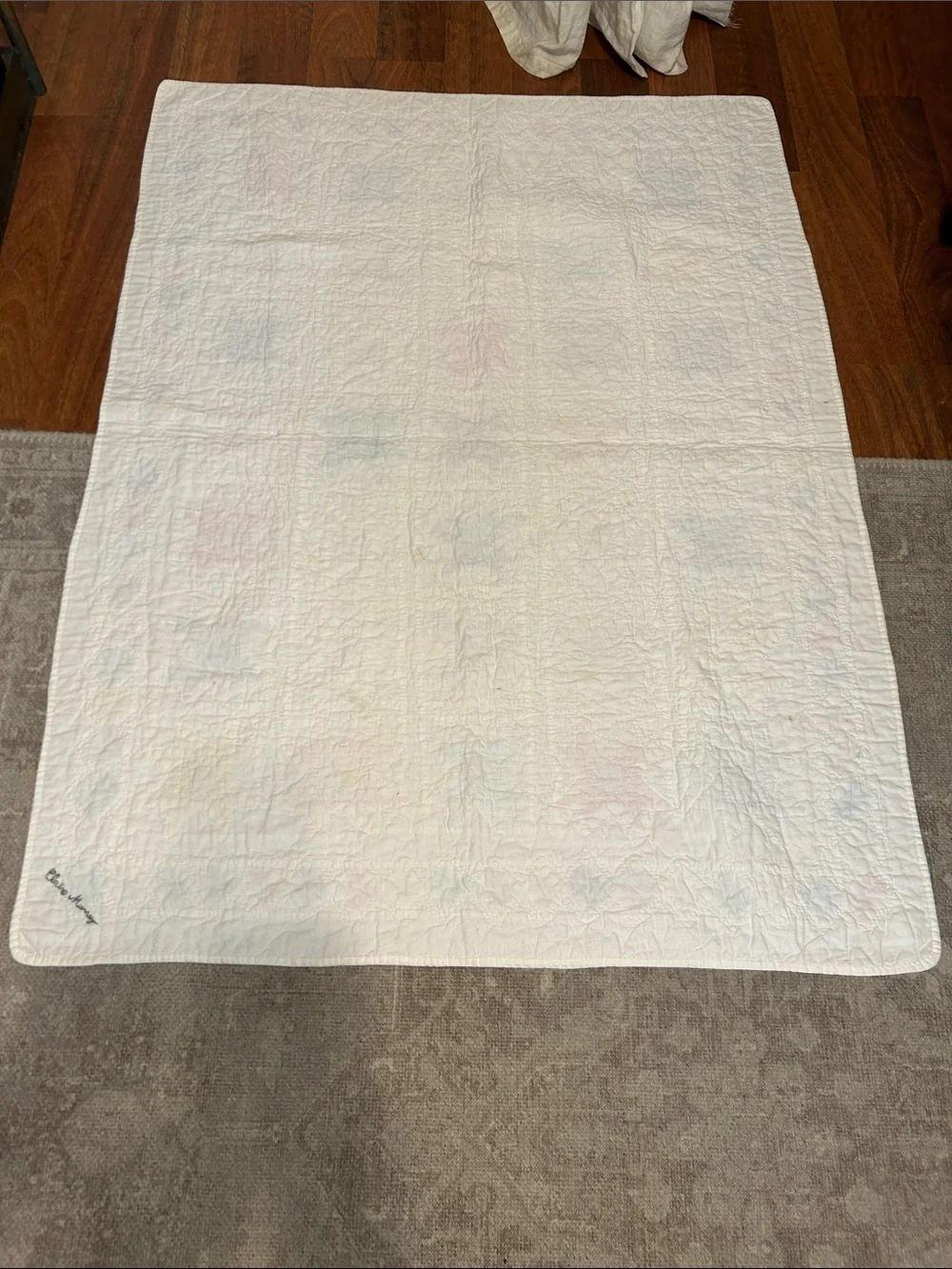 Vintage Claire Murray Handmade Star Patchwork Baby Quilt in Pastel Colors
